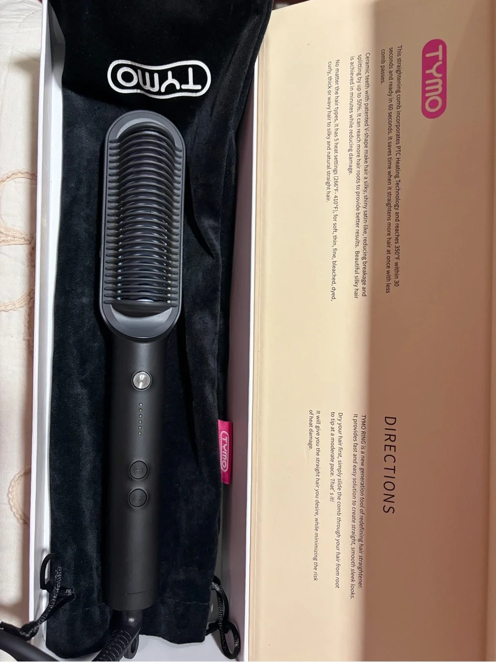 Black and Pink Hair Straightening Brush for Women